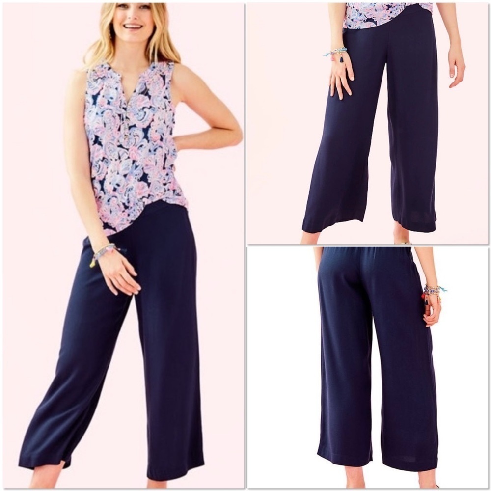 Lilly Pulitzer Avery Crop Pant navy blue 10